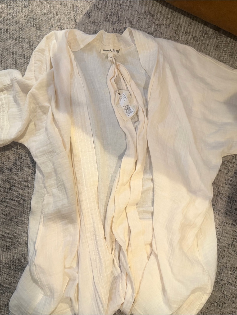Johnny Was CALMÉ Lightweight Cream Open Cardigan